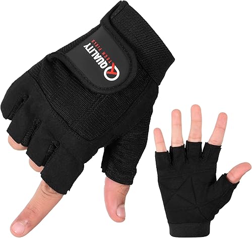 Miniatura 4 de Quality Tech - Guantes de entrenamiento de campo para hombres y mujeres, guantes de levantamiento de pesas para gimnasio, guantes transpirables sin