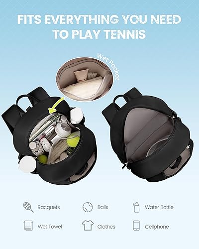 Miniatura 4 de Sucipi Bolsa de tenis, mochila cruzada acolchada para tenis, resistente al agua, para mujeres y hombres, adecuada para pickleball tenis, bádminton
