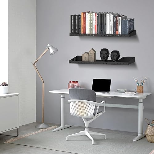 Miniatura 2 de PEKGRIL Paquete de 2 estantes de pared de garaje, estantes de garaje resistentes de 1 x 2 pies, estantes de almacenamiento montados en la pared para