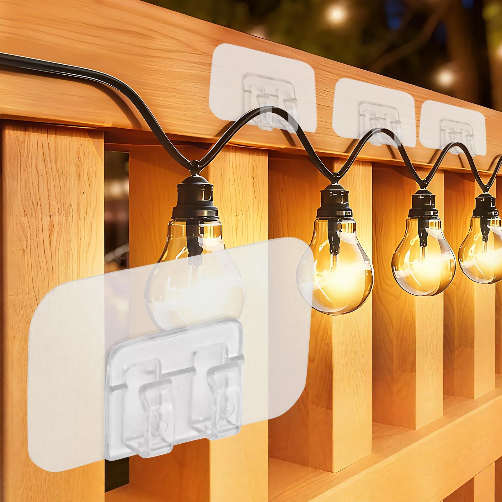 JUUDDENPARTS Waterproof Outdoor Lights Hook Set, Outdoor Light Hooks, Non-damaging Mounting Hooks Versatile Hooks, Suitable for Gardens, Balconies and Festive Decorations (25)