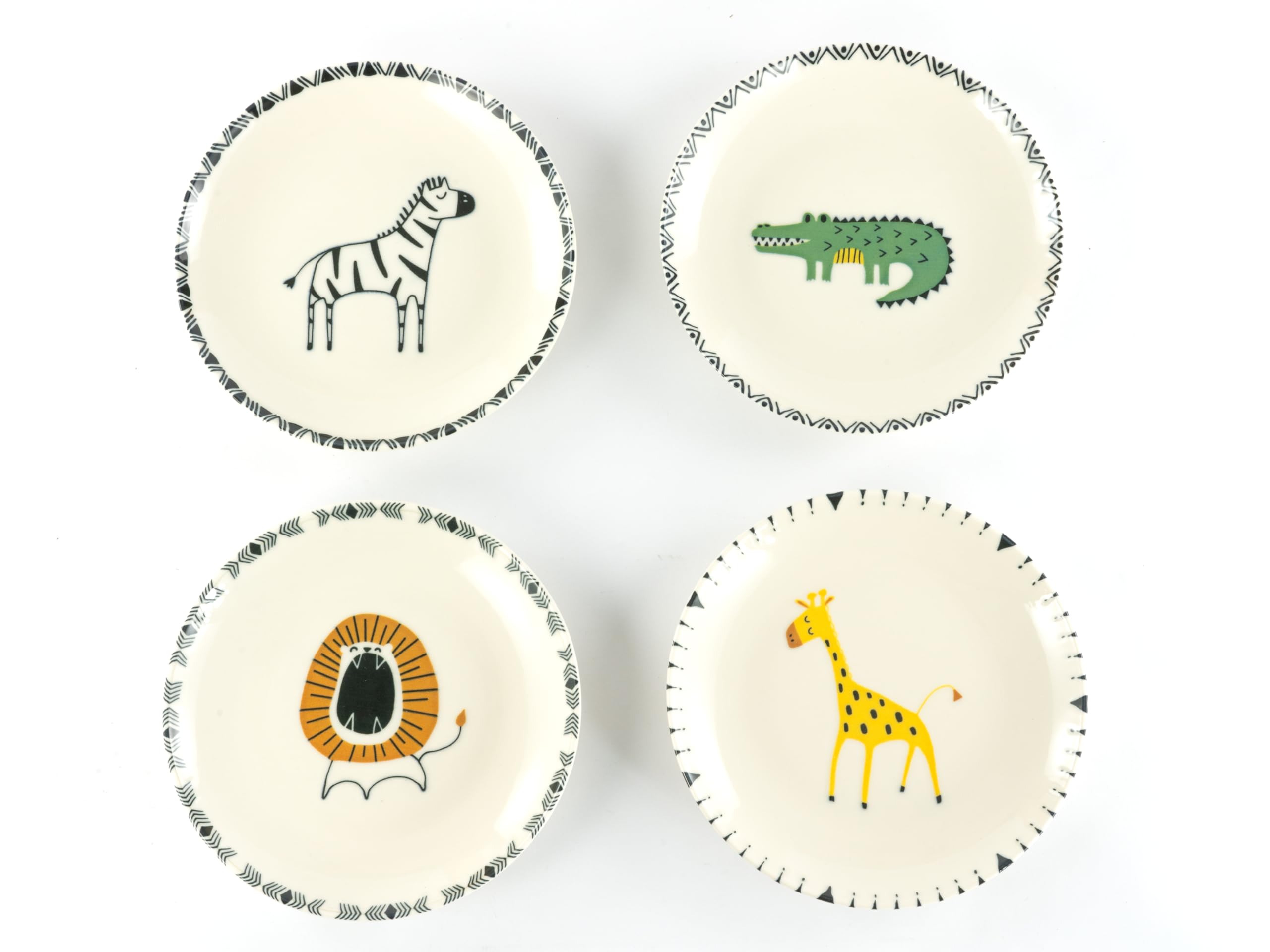 CreaTable, 24704, Serie Safari Bunt, 4-teiliges Geschirrset für 4 Personen, Teller Set aus Steinzeug, spülmaschinen- und mikrowellengeeignet, Qualitätsproduktion