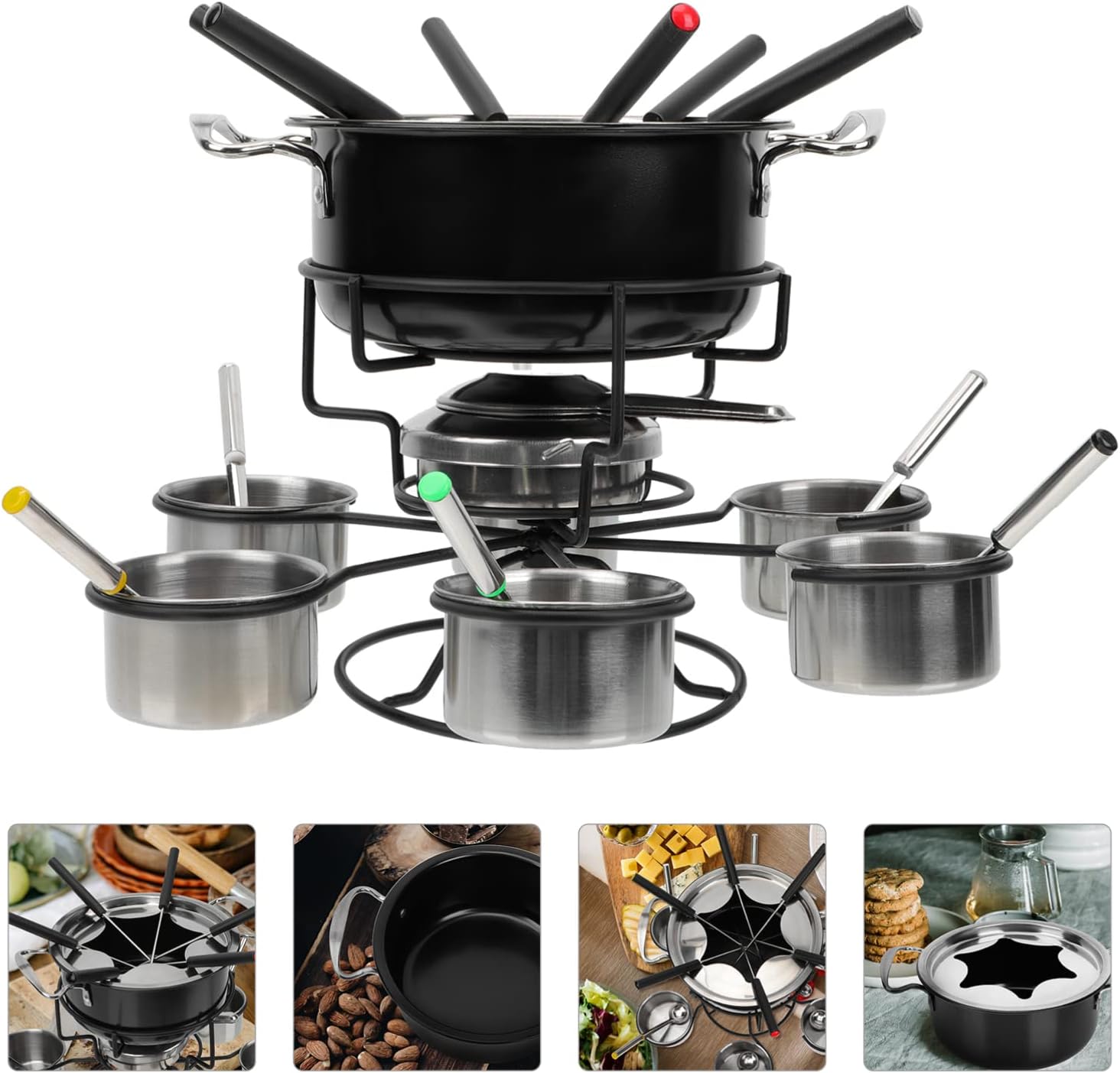 Cabilock Fondue Cooking Stove Stainless Steel Cheese Fondue Pot Hot Pot for Cheese Broth Milk Butter Easy to Clean
