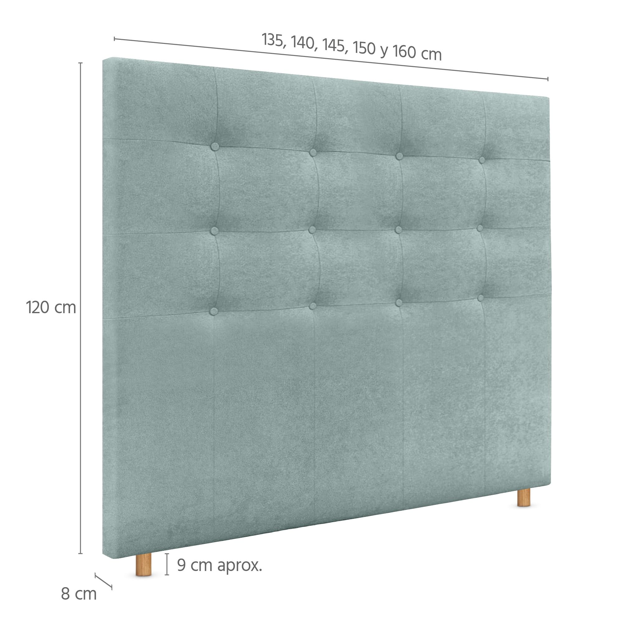 DHOME Testiera Capitonné Fino a Terra Testiera Imbottita 8cm ACUALINE in Tessuto e Similpelle per Letto Camera da Letto (135x120cm (120/135), Tessuto Verde Acqua)