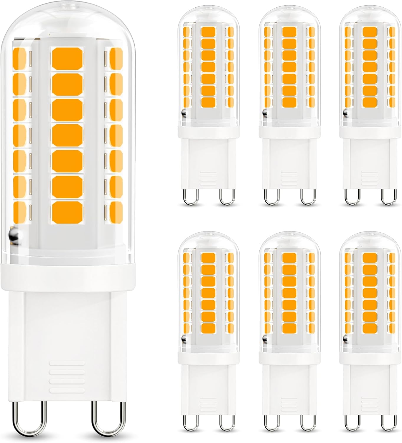 DiCUNO G9 LED Bulb 4W, 3000K Warm White, 40W Halogen Equivalent, Chandelier Light Bulbs T4 G9 Bi Pin Base, Non-dimmable, 430lm, Replacement for Bathroom Vanity Lights, Pack of 6