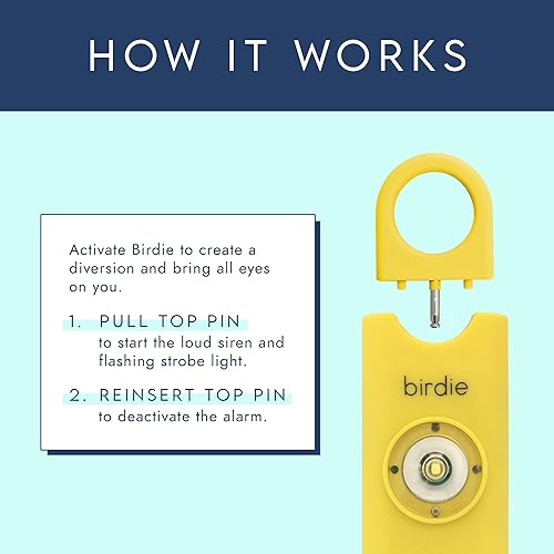 Miniatura 20 de She's Birdie – La alarma de seguridad personal original para mujer, sirena de 130dB, luz estroboscópica intermitente, llavero de latón sólido