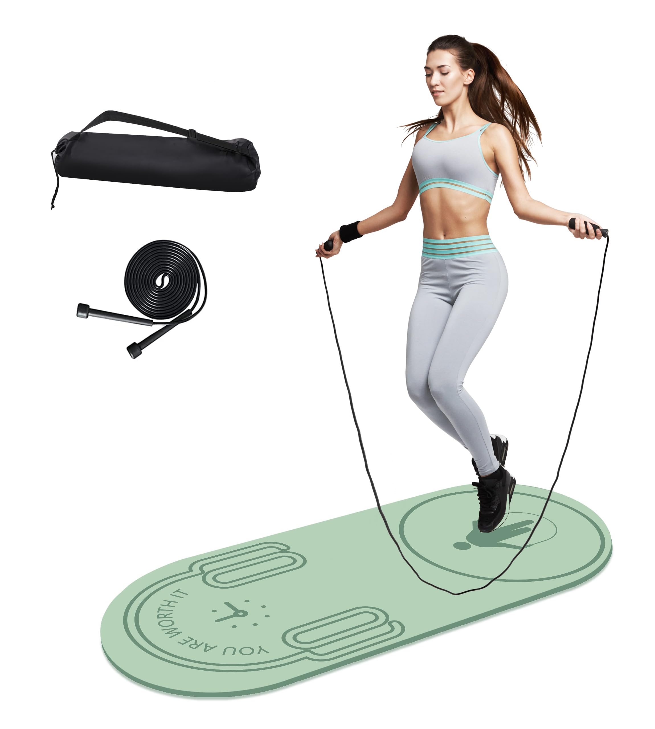 Tapis De Corde à Sauter Yeeda Rond Antidérapant - Absorption Chocs, Protection Sol, 60x60 Cm