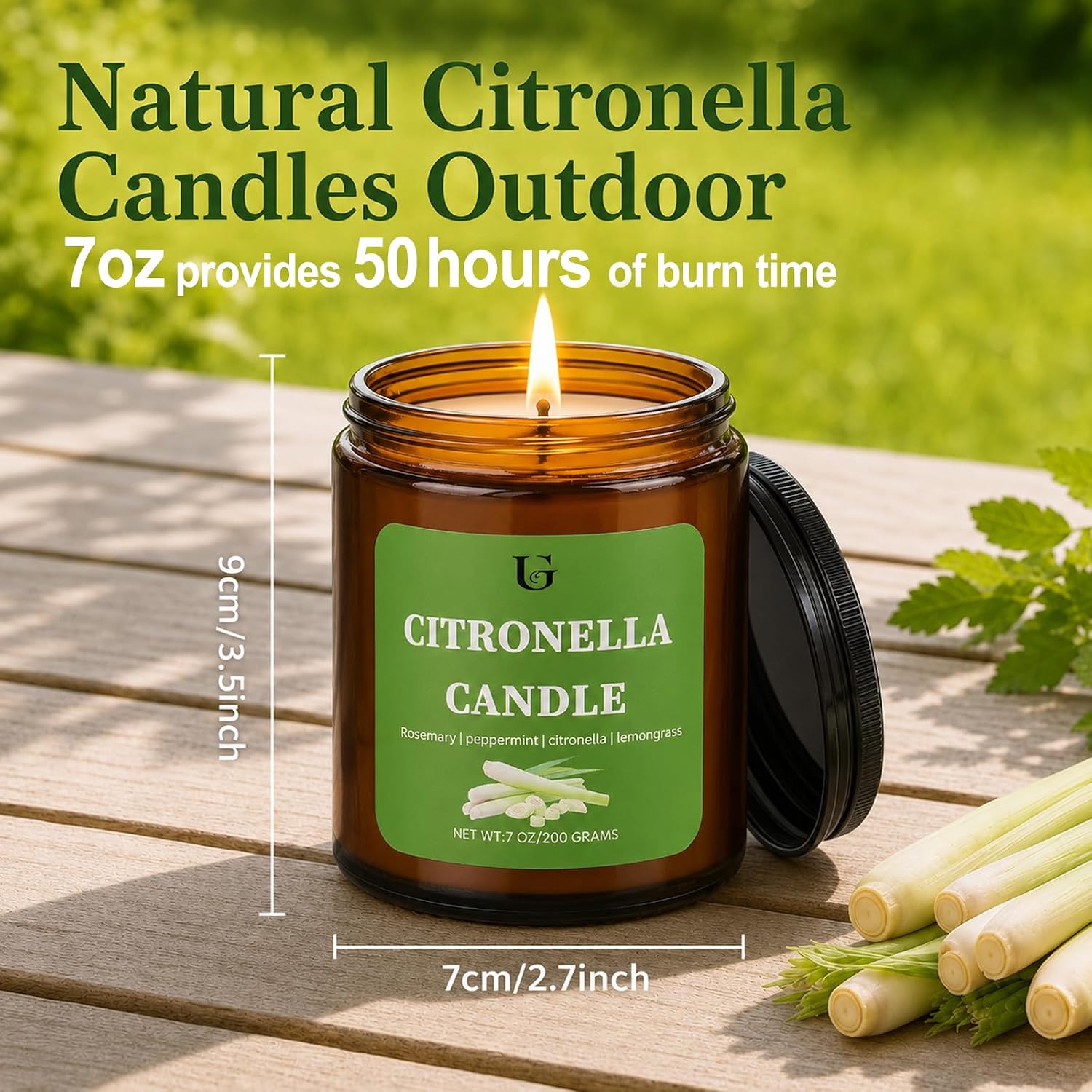 Citronella Candles Outdoor for Camping Patio Indoor Yard 7oz 2 Pack