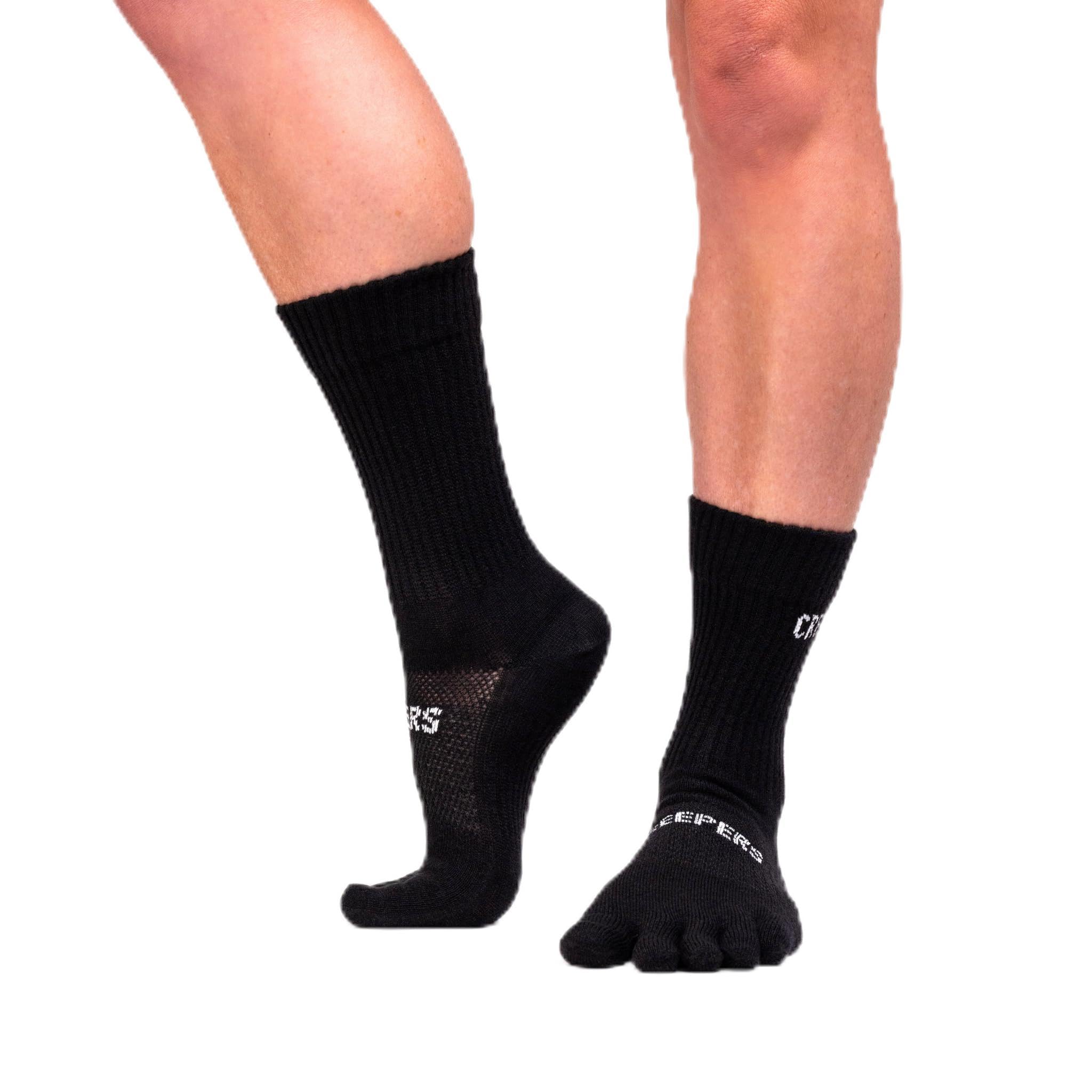 Creepers Blister Busting Merino Wool Toe Socks, Crew Length Hiking & Trails, Unisex for Men & Women from Socks | Small