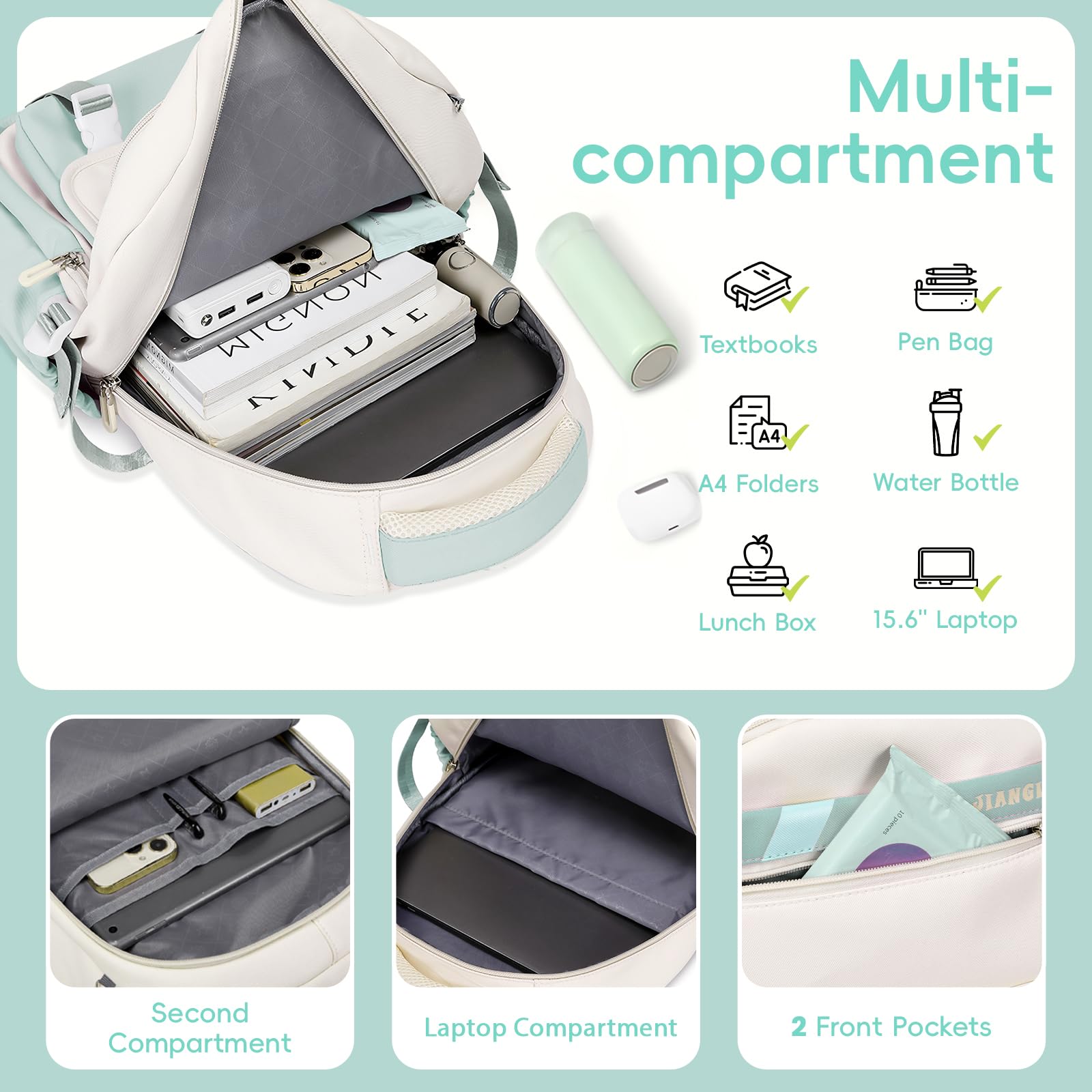 Tanou Schulrucksack Mädchen Rucksack für Teenager, Schultaschen-Set mit Studenten Umhängetasche und Federmäppchen, Kinder Schulranzen Casual Daypack School Bag for Girls