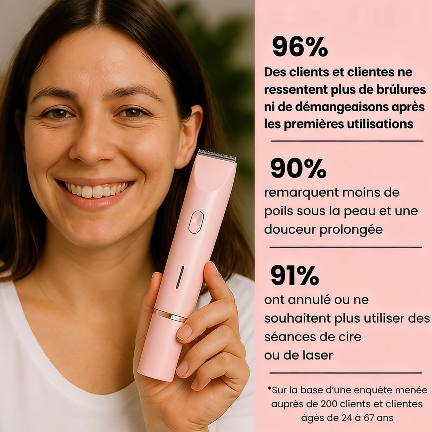 Rasoir Klyne Femme, Klyne Tondeuse Rasoir 2.0 Femme，Rose