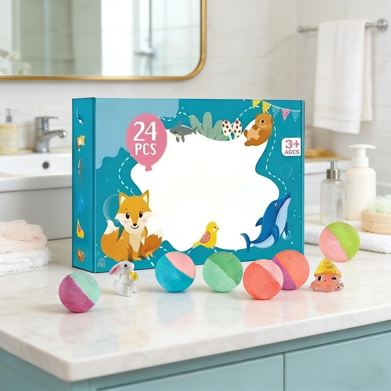 Piankowe Kule Do Kąpieli 24 Sztuki Delikatne Orzeźwiające Kolorowe Jak | Prezent do Skarpety dla Dzieci Dla Nastolatków Rodziny Przyjaciół Dzieci Chłopców Dziewczynek