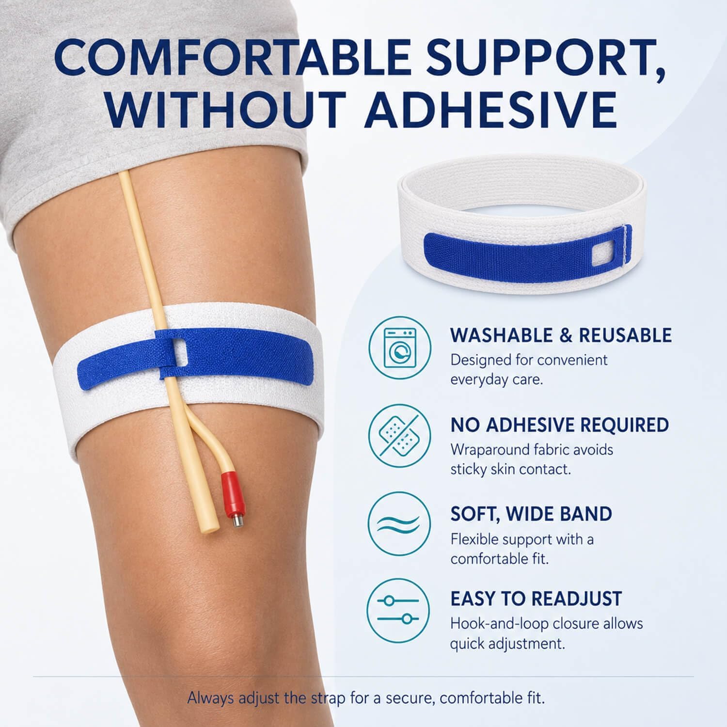 4 Pack Foley Catheter Leg Straps, 23.6"x2" Adjustable Catheter Holder