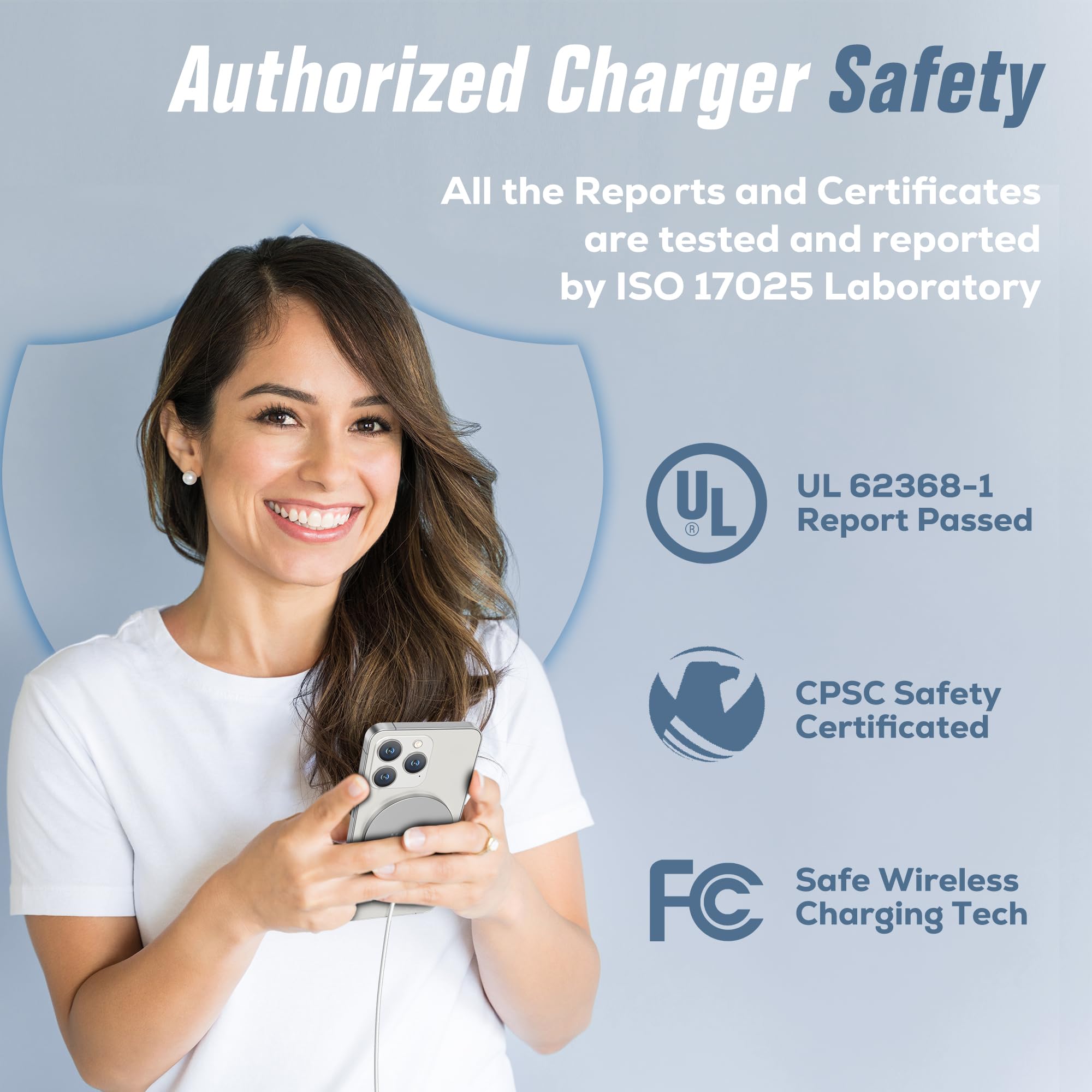 Caricatore Wireless per iPhone, 15W Caricabatterie Mag-Safe con Ricarica Rapida, Portatile Senza Fili Magnetico Charger compatibile iPhone17/16/15/14/13/12 e Airpods 2/3/Pro/Pro2 (Pezzi 2, Bianco) - 5