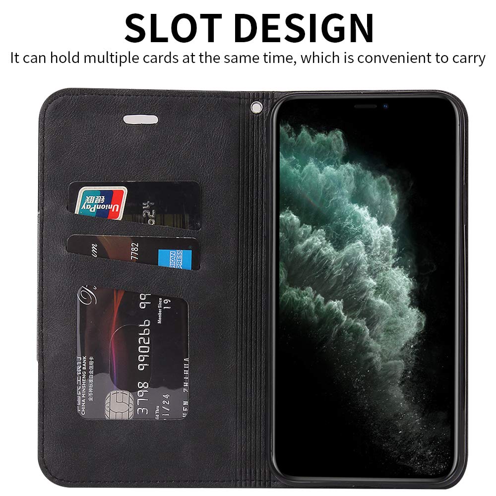 Repuled Cover per Huawei P Smart Plus 2019/Honor 20i/Honor 10i/ Honor 20 Lite, custodia in pelle PU con scomparti per carte e tasca magnetica con cavalletto (nero