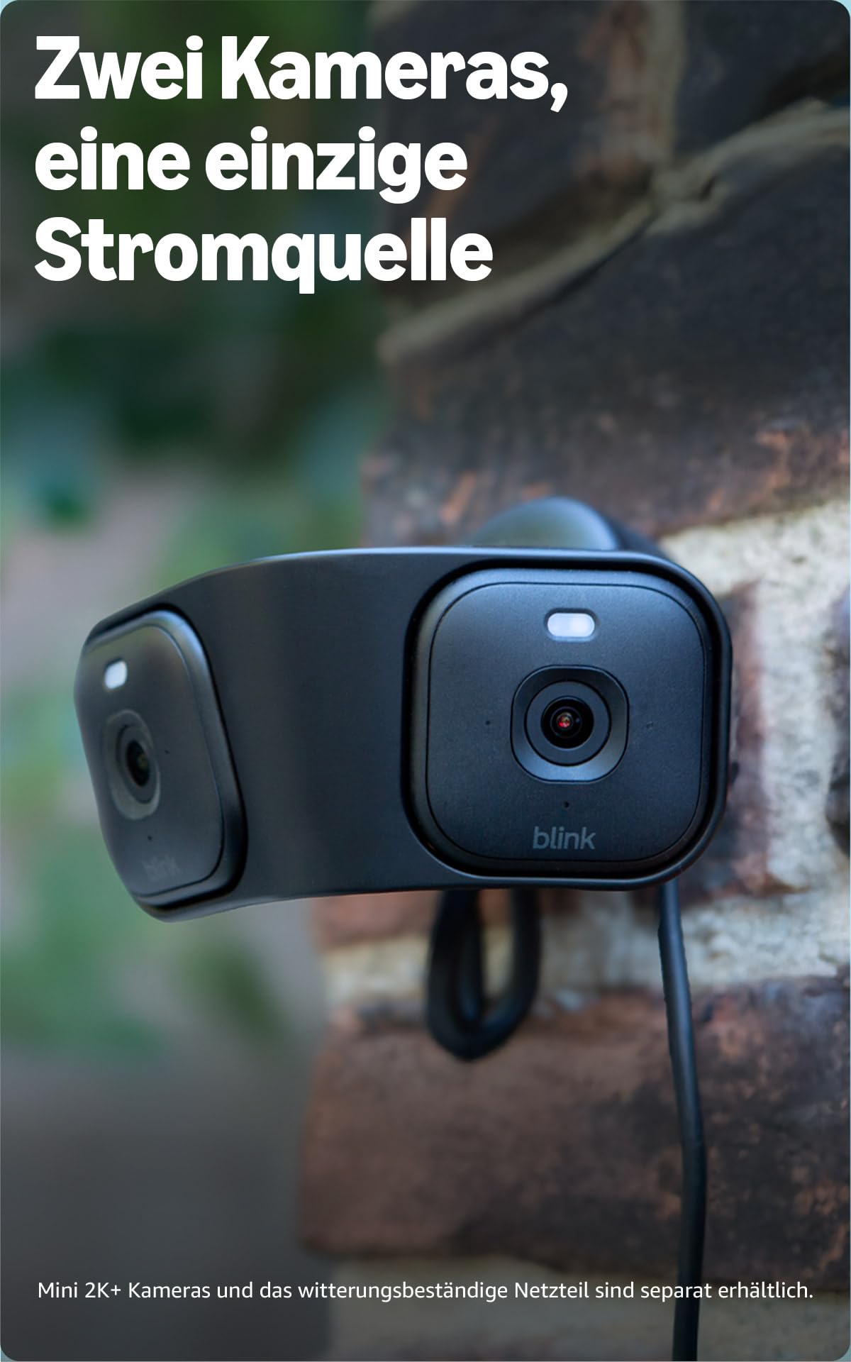 Blink Arc | mit Panorama-Ansicht [Funktion erfordert Plus-Abonnement], 180° Abdeckung, steckerfertige Dual-Kamerahalterung für Mini 2K+ und Mini 2, einzelne Stromquelle | nur Halterung - Schwarz