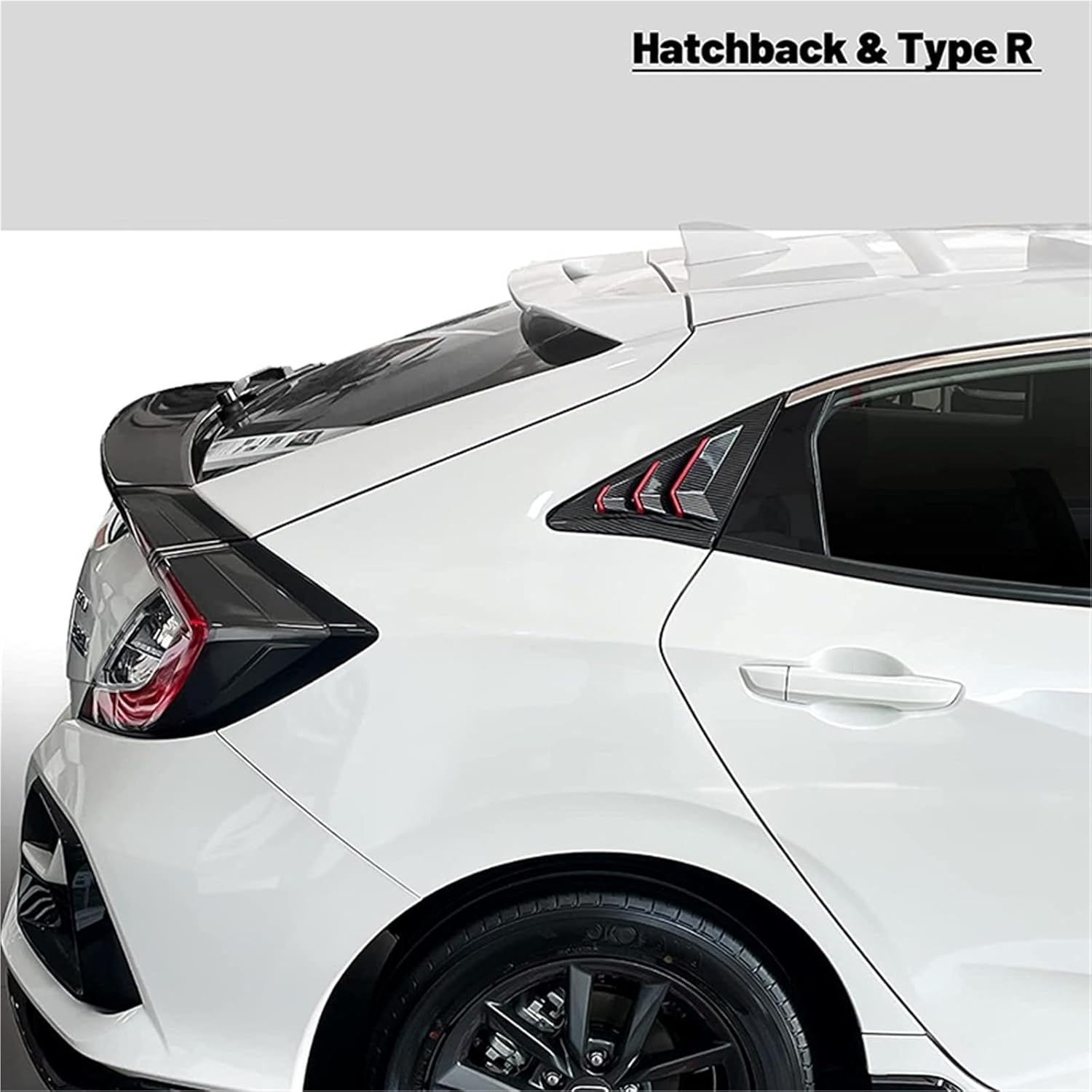Car Rear Side Window Louvers Compatible with Honda Civic Hatchback Type R 10th Gen (Not for Sedan)(Carbon Style)