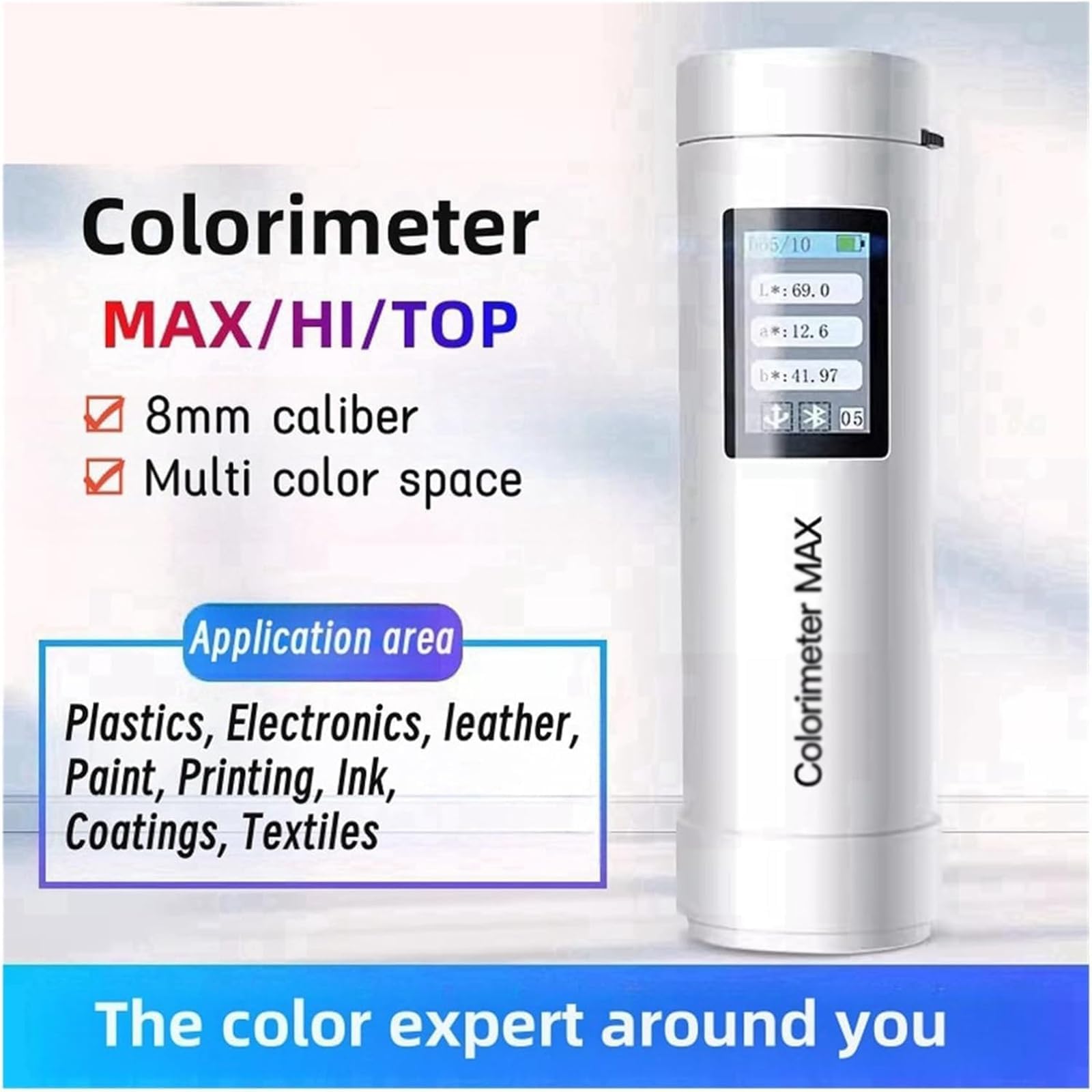 Colorímetro portátil con esfera integradora D/8, coincidencia de color IA, 8 mm de apertura, espectrofotómetro de mano para pintura, plástico e impresión