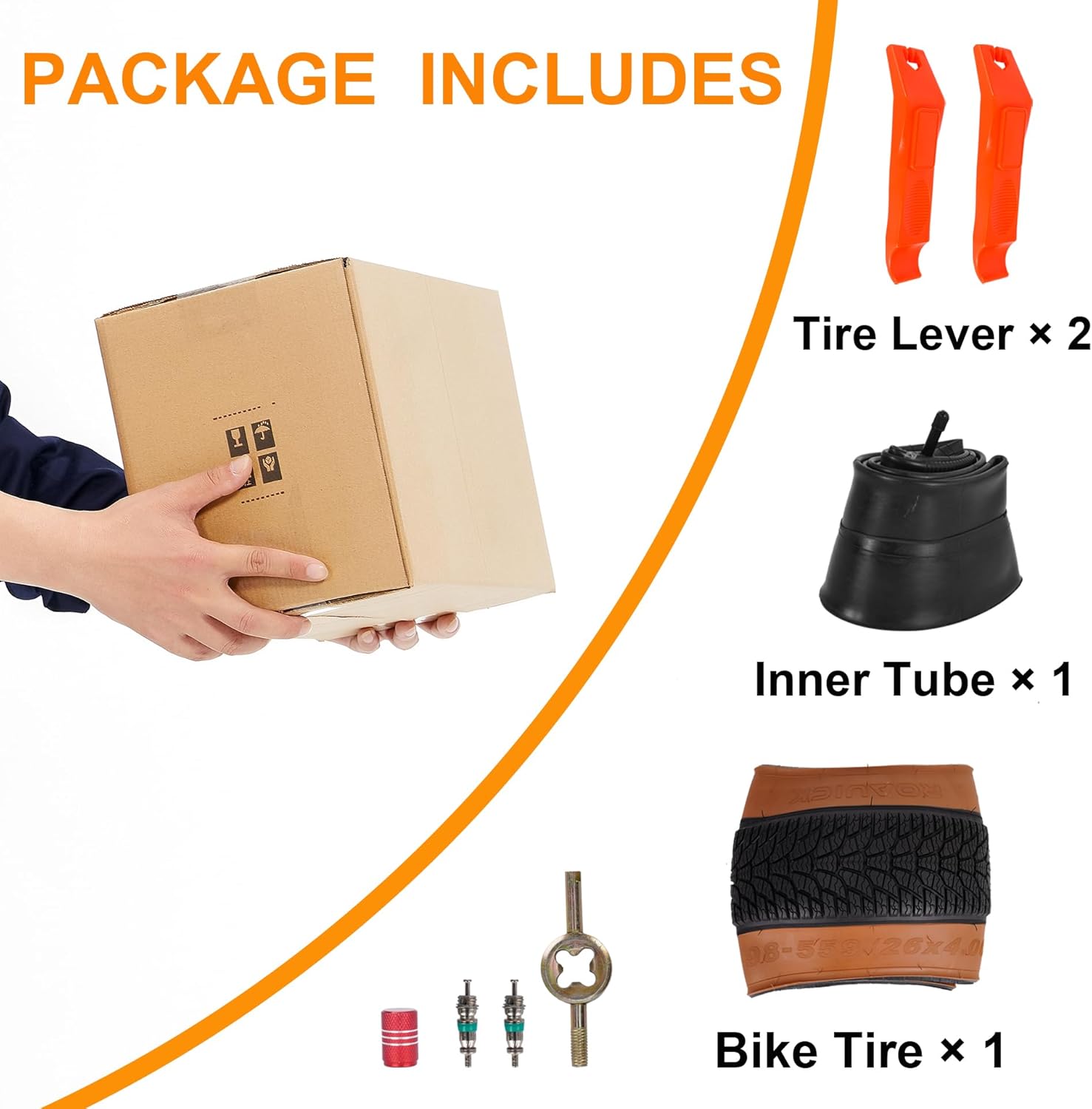 2-Pack 26x4.0 Fat Bike Tire, 26 Inch Mountain Bike Tires & Tubes Set, Folding Replacement Bicycle Tires with Tire Levers for Off-Road Bike and Ebike