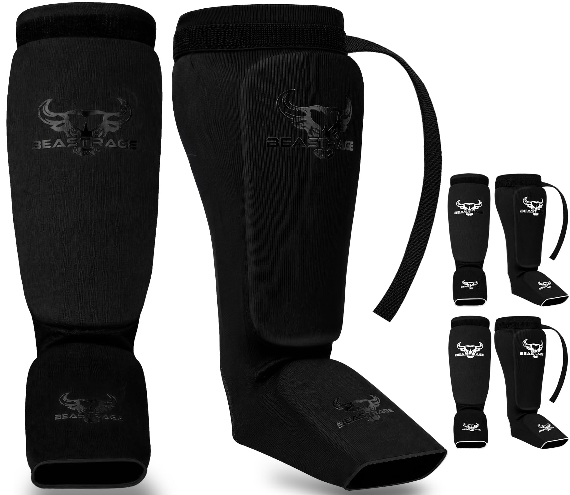BEAST RAGE Schienbeinschoner Kickboxen Schienbeinschützer Thaiboxen & Muay Thai – MMA Schienbein Spannschützer, gepolsterte Beinschützer für Sparring, Boxen, Karate, Taekwondo, BJJ