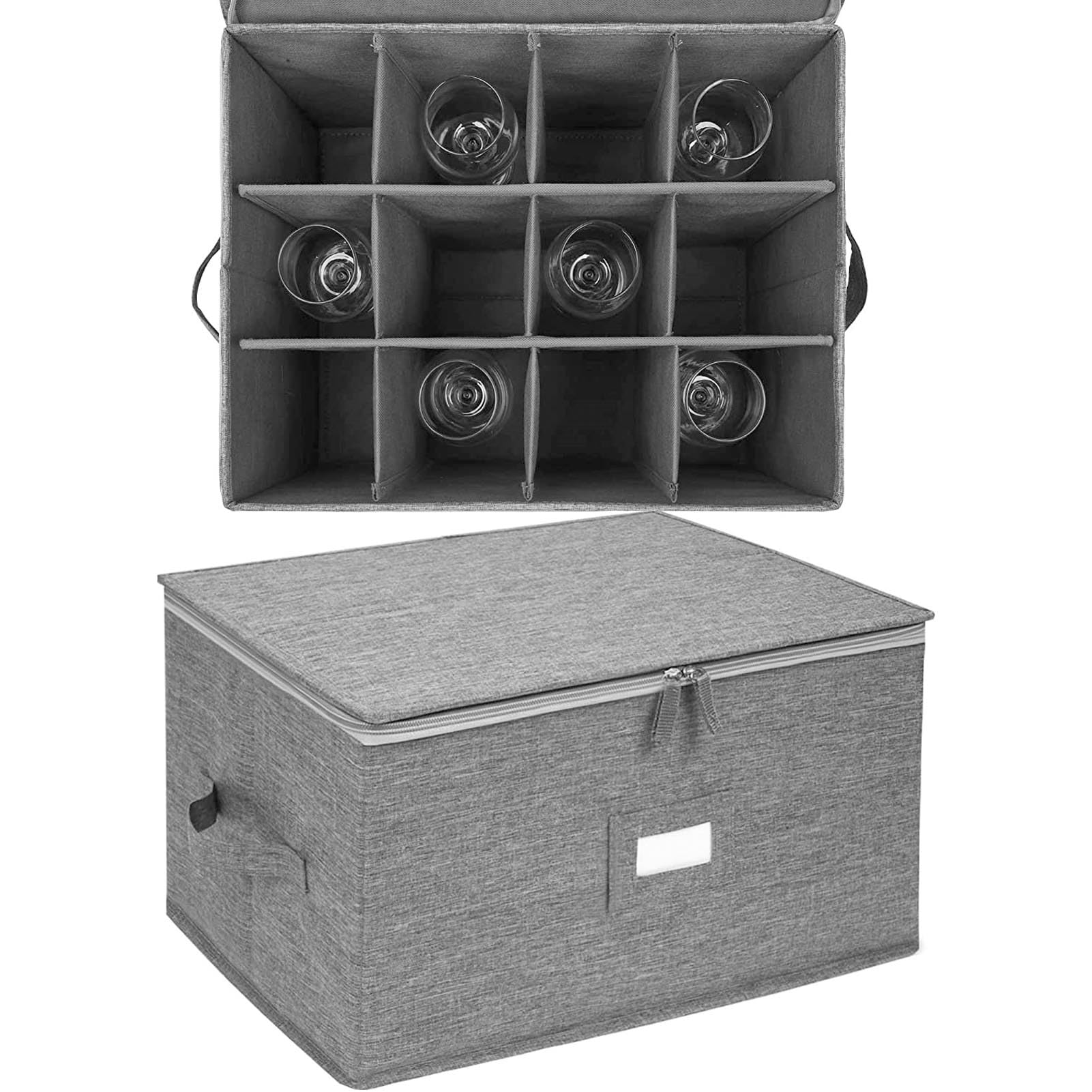 Zerodis Robuster Weinglas-Aufbewahrungsbehälter, Exquisite Aufbewahrungsbox für Stielgläser mit Trennwänden Zum Bewegen, Faltbarer Getränkebehälter für den Transport
