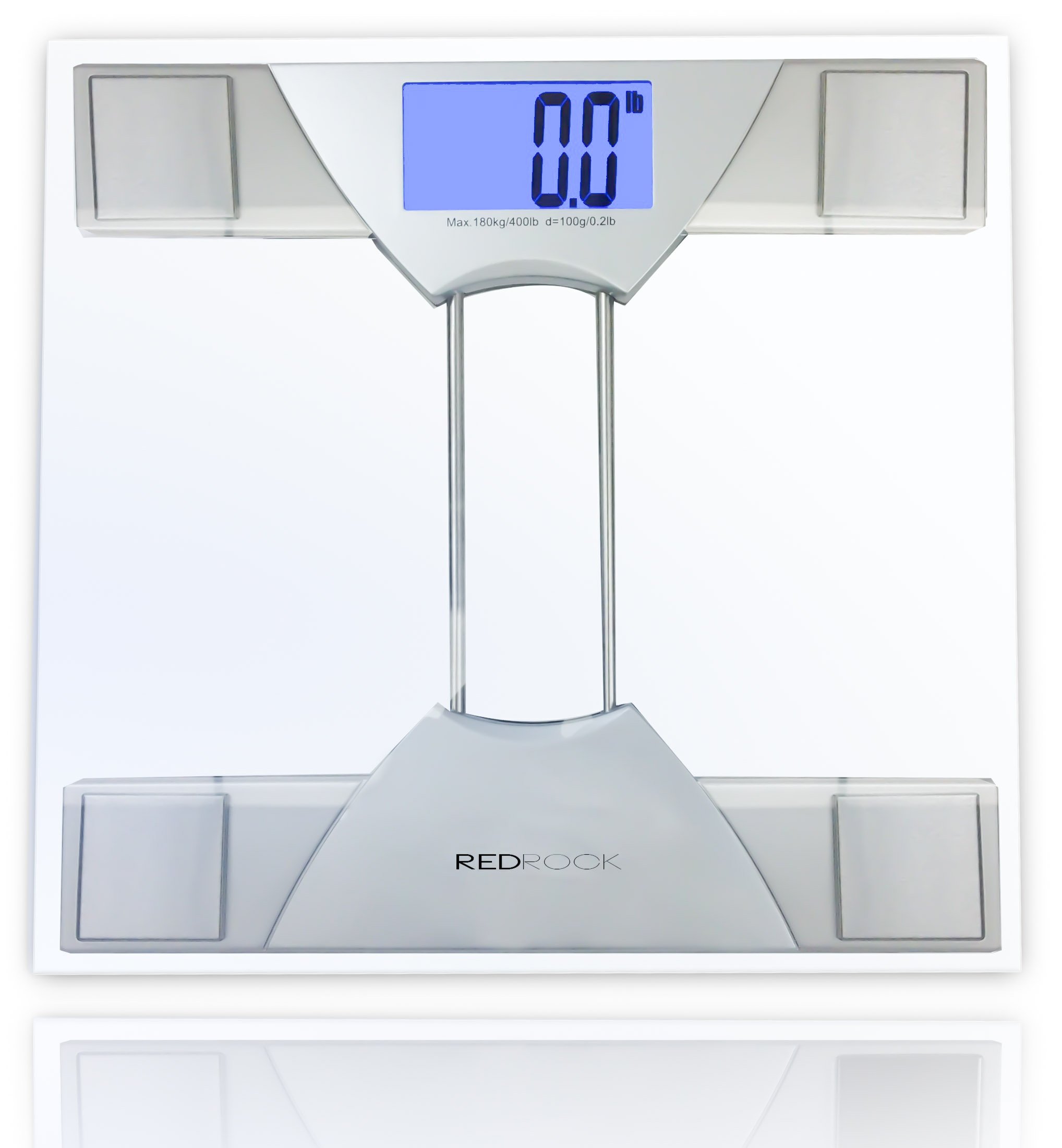 Red Rock Personal Body Weigh Scale Made with Tempered Glass Large Blue Backlight LCD