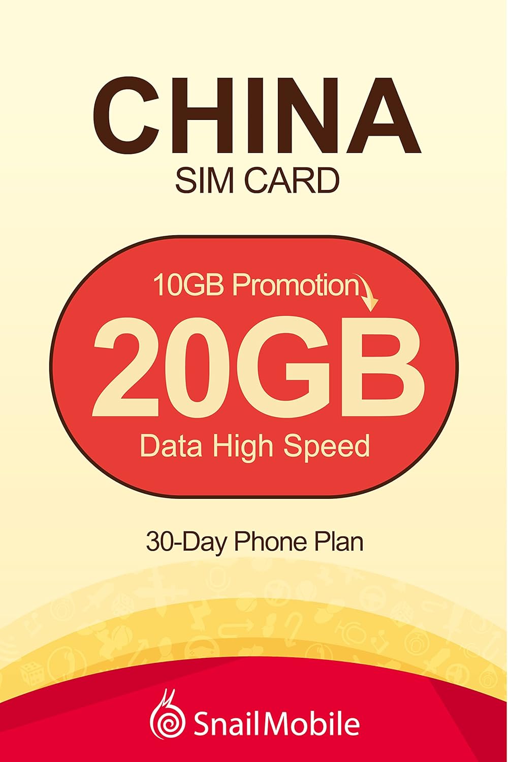 SnailMobile China Mainland Travel Prepaid SIM Card 30 Day
