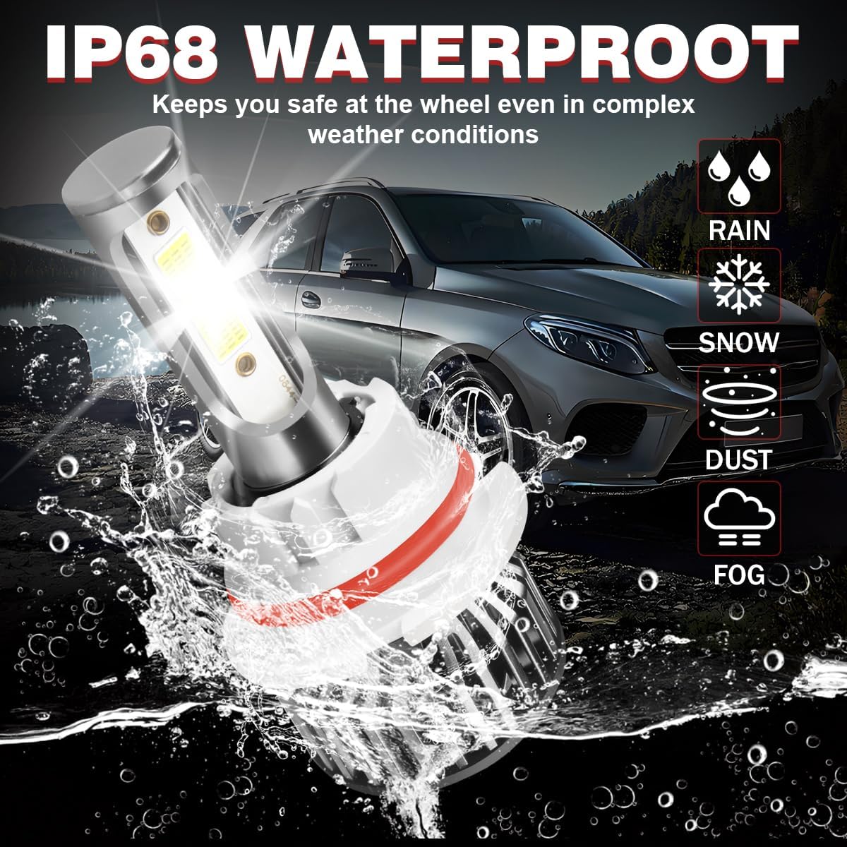 Fit For Ford F250 F350/450/550 Super Duty 1999-2004 lights with Fan, 800% Super Bright Hi Lo Beam Light Bulbs and fog lights, Plug and Play, 6500K Cool White 36000LM, Pack of 4