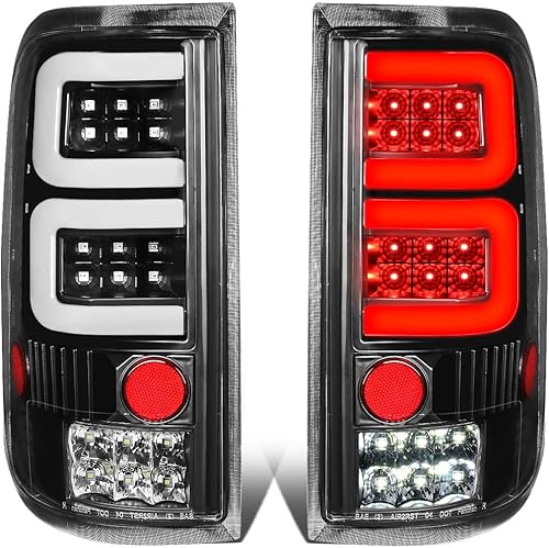 DNA MOTORING TL-F15004-LED-3D-BK-CL Conjunto de luz trasera LED 3D para lado del conductor y del pasajero compatible con Ford F150 Lobo 04-08 disponible en Yaxa Mexico