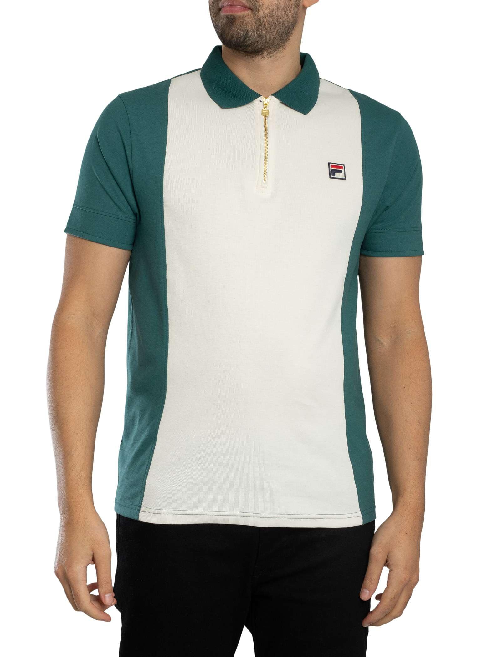 Fila Men's Mediterranea/Gardenia Pierro Cut & Sew Zip Polo Shirt, Xl
