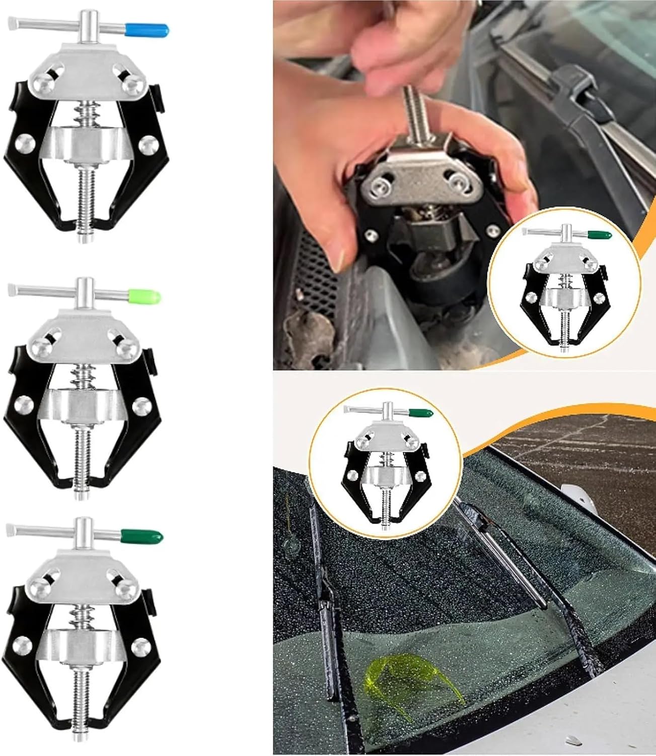 Windshield Arm Puller Professional Hand Tool Adjustable Prongs Car Accessories Repair Windshiled Wiper(Light Green)