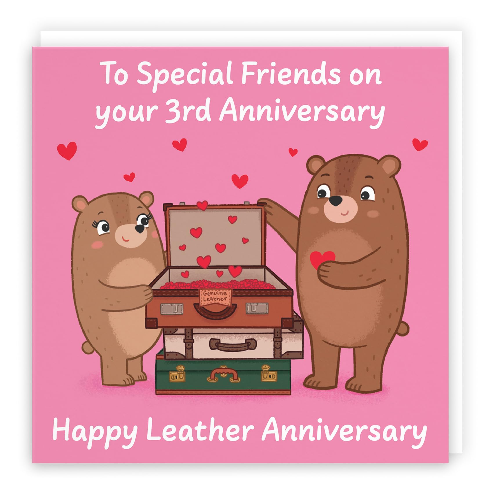 Hunts England, Special Friends 3rd Anniversary Card, Leather Anniversary, Third Anniversary, 3 Years, Cute Fun Bears Card