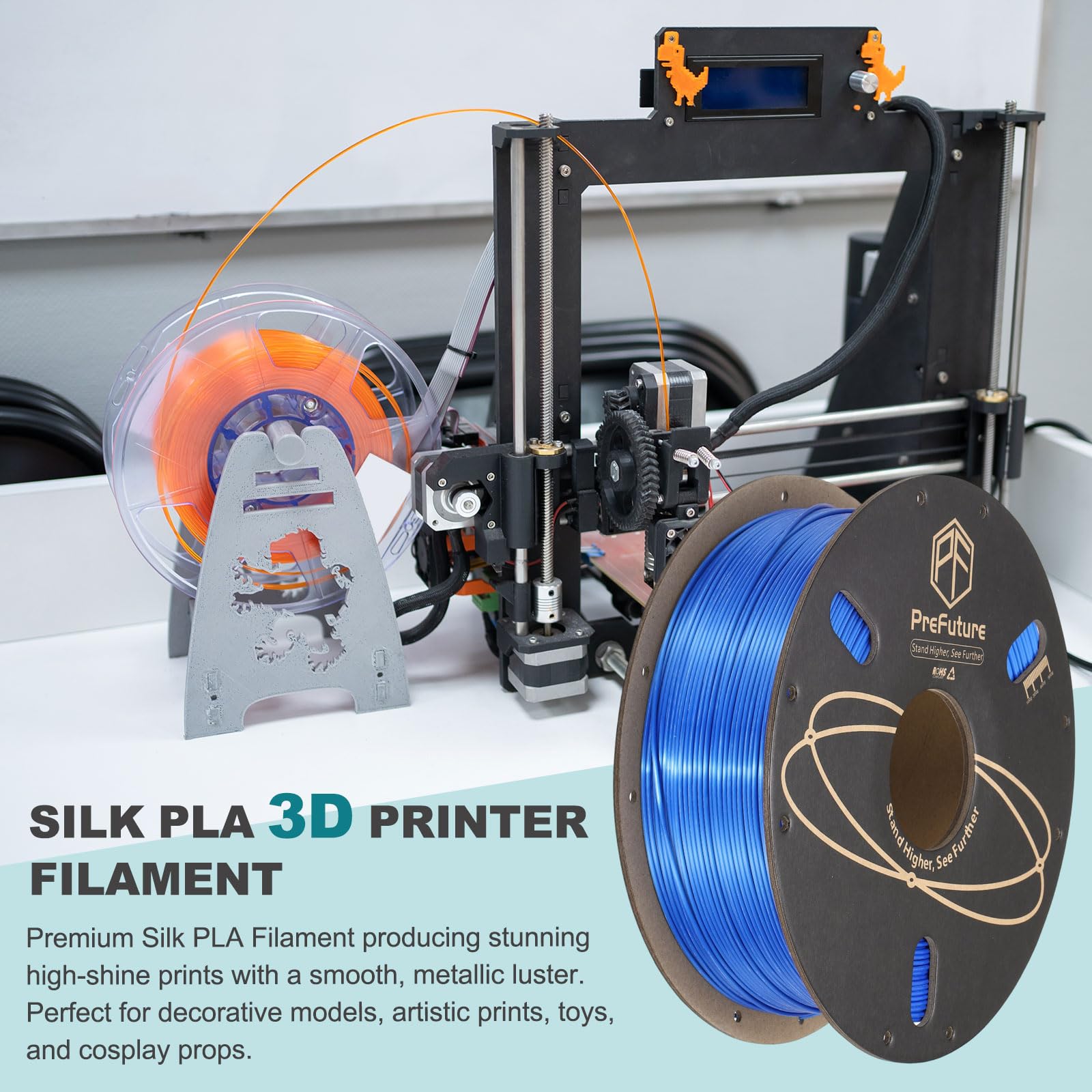 QUARKZMAN Filamento PLA Seta 1.75mm 1KG/2.2LB Alta Lucentezza Filamento per Stampante 3D, Resistenza Migliorata, Precisione Dimensionale 0.02mm per Stampante 3D, Blu.