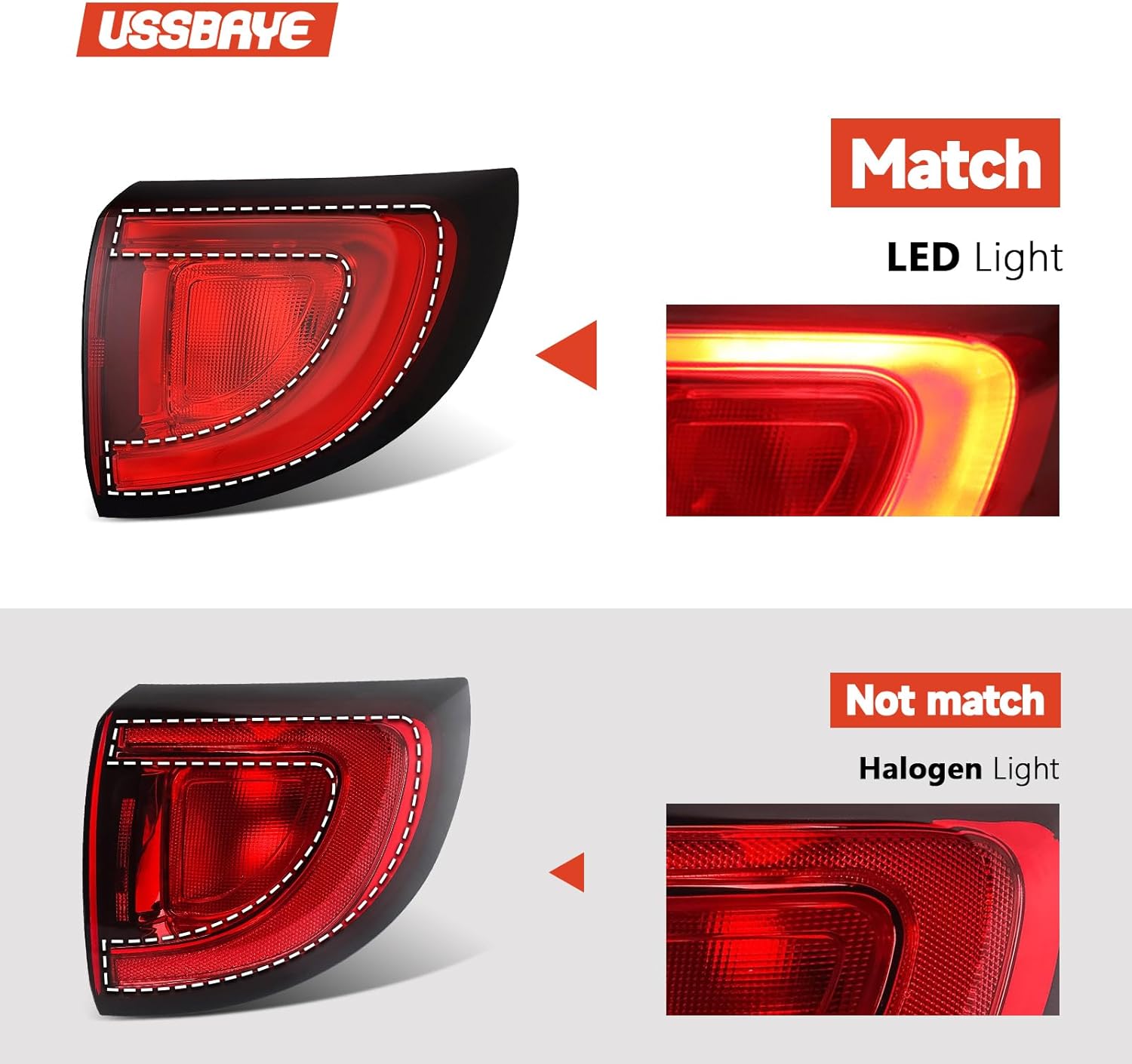 LED Tail Light Compatible with 2017 2018 2019 2020 Chrysler Pacifica Outer taillights LED Rear Lamp Assembly CH2805112 68229026AF （Right Passenger Side ）