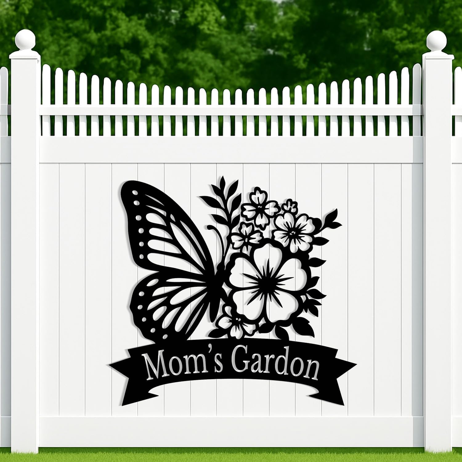 Custom Butterfly Metal Sign, Butterfly Garden Sign, Farmhouse Wall Art, Gift for Mom, Porch or Fence Decor, Personalized Garden Decor (Style-6) - Image 4