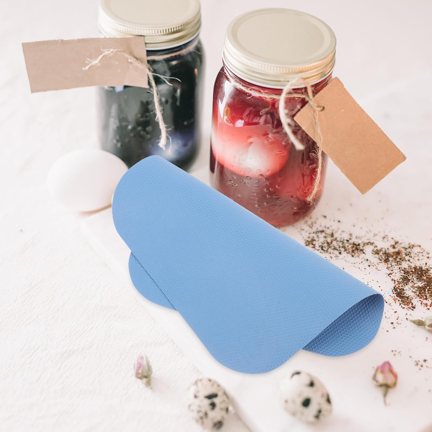 Luxshiny Silicone Jar Opener Gripper Pads 4-Pack Non-Slip Rubber Mats for Easy Bottle and Jar Lid Removal Kitchen Coasters Protecting Tables Ideal for Seniors Women and Kids