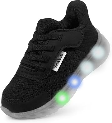 YESKIS Toddler Light Up Shoes Boys Girls Tennis Sneakers | Led, Flashing, Slip On, Velcro, Breathable Mesh, Lightweight, Comfortable, Running Sneakers, Toddler, Little Kid