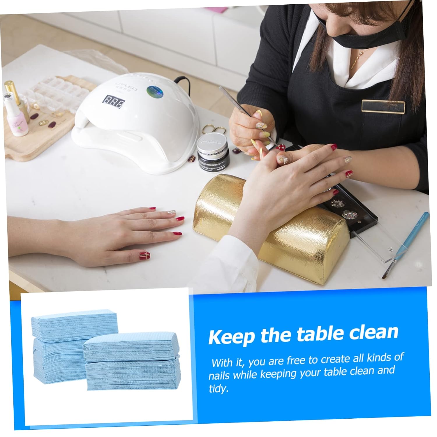 125pcs Manicure Table Cover Disposable Nail Mats Nail Care Pad Easy Clean Work Mat