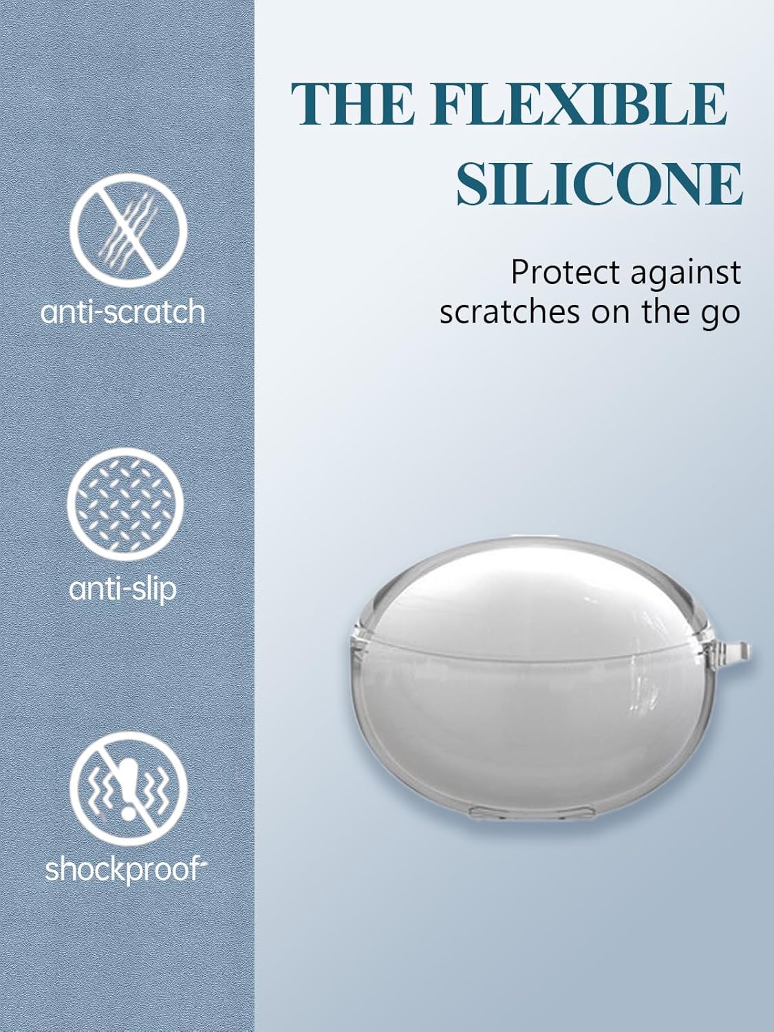 Case Cover for Baseus Inspire XC1 Open-Ear Earbuds,WUNIAK Clear Soft TPU Protective Cover with Keychain and Cleaner Kit for Women Men Shockproof Skin,Clear - Image 5