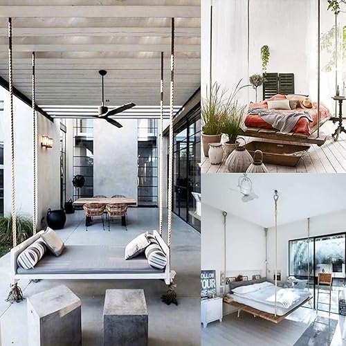 Miniatura 6 de Cuerda de Manila de 1 pulgada x 100 pies, cuerda de cáñamo natural, cuerdas de cáñamo decorativas grandes y gruesas, cuerdas náuticas trenzadas,