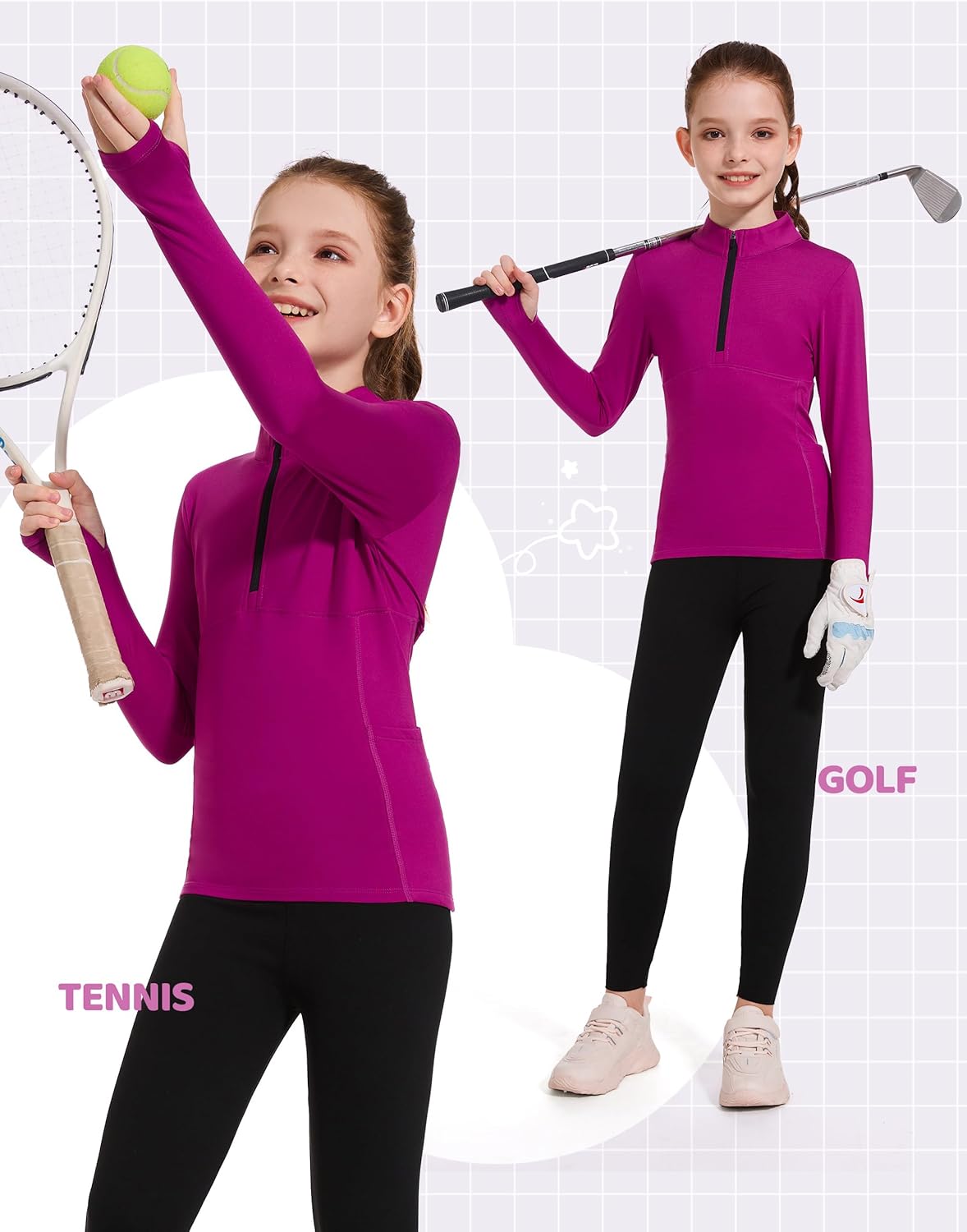 M MOTEEPI Fleece Girls Long Sleeve Shirts Quarter Zip Pullover Equestrian Girls Fall Winter Jackets - Image 5