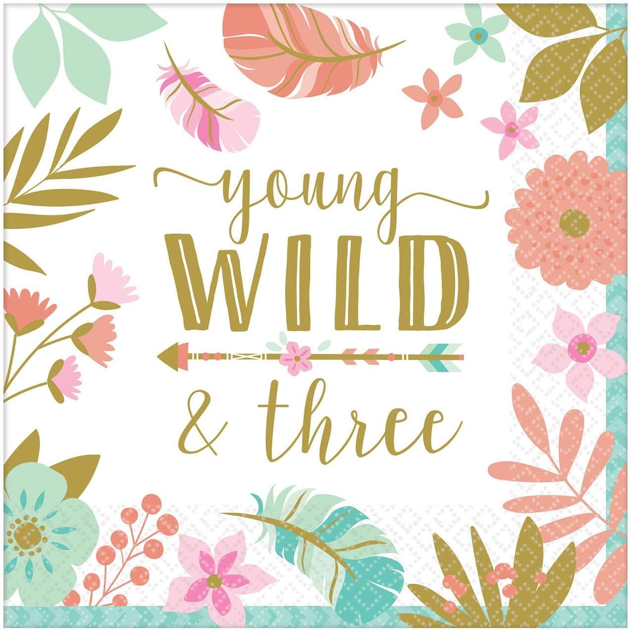 Happy Birthday 'Boho Girl' 3rd Birthday Lunch Napkins (16ct)