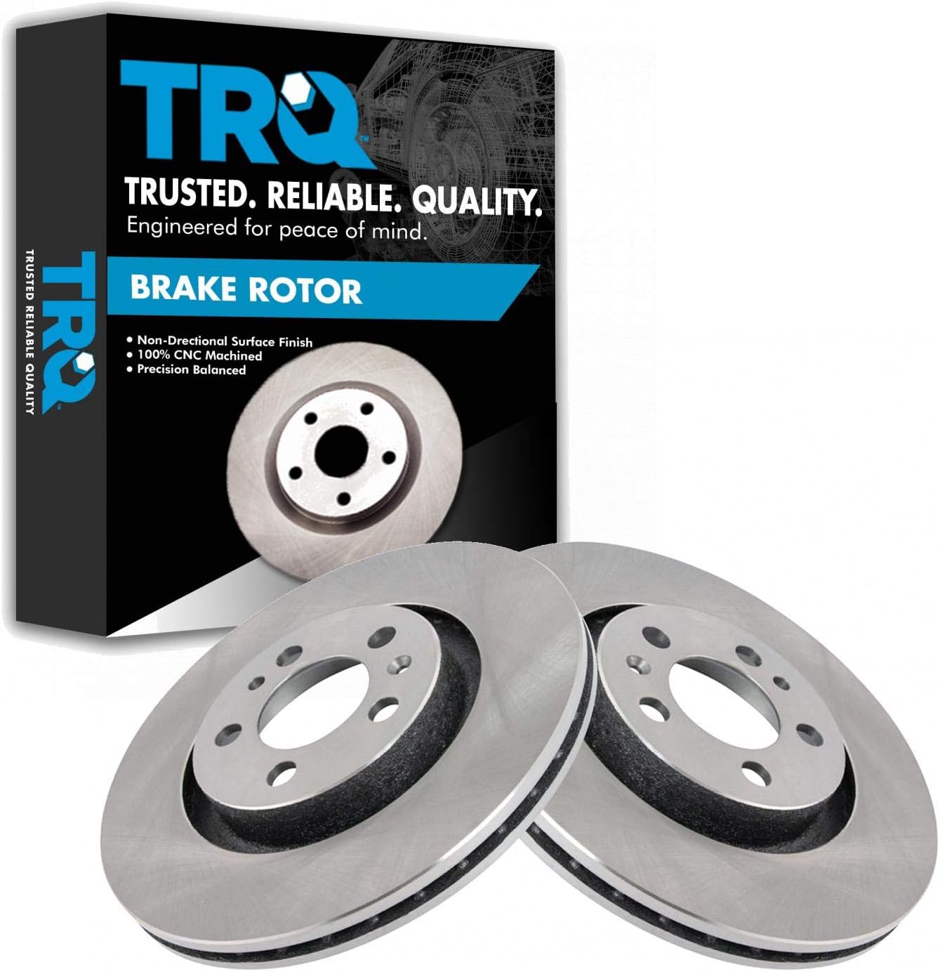 TRQ Front Brake Rotors Set Vented Compatible with 1998-2010 Volkswagen Beetle 1999-2006 Golf 1999-2005 Jetta