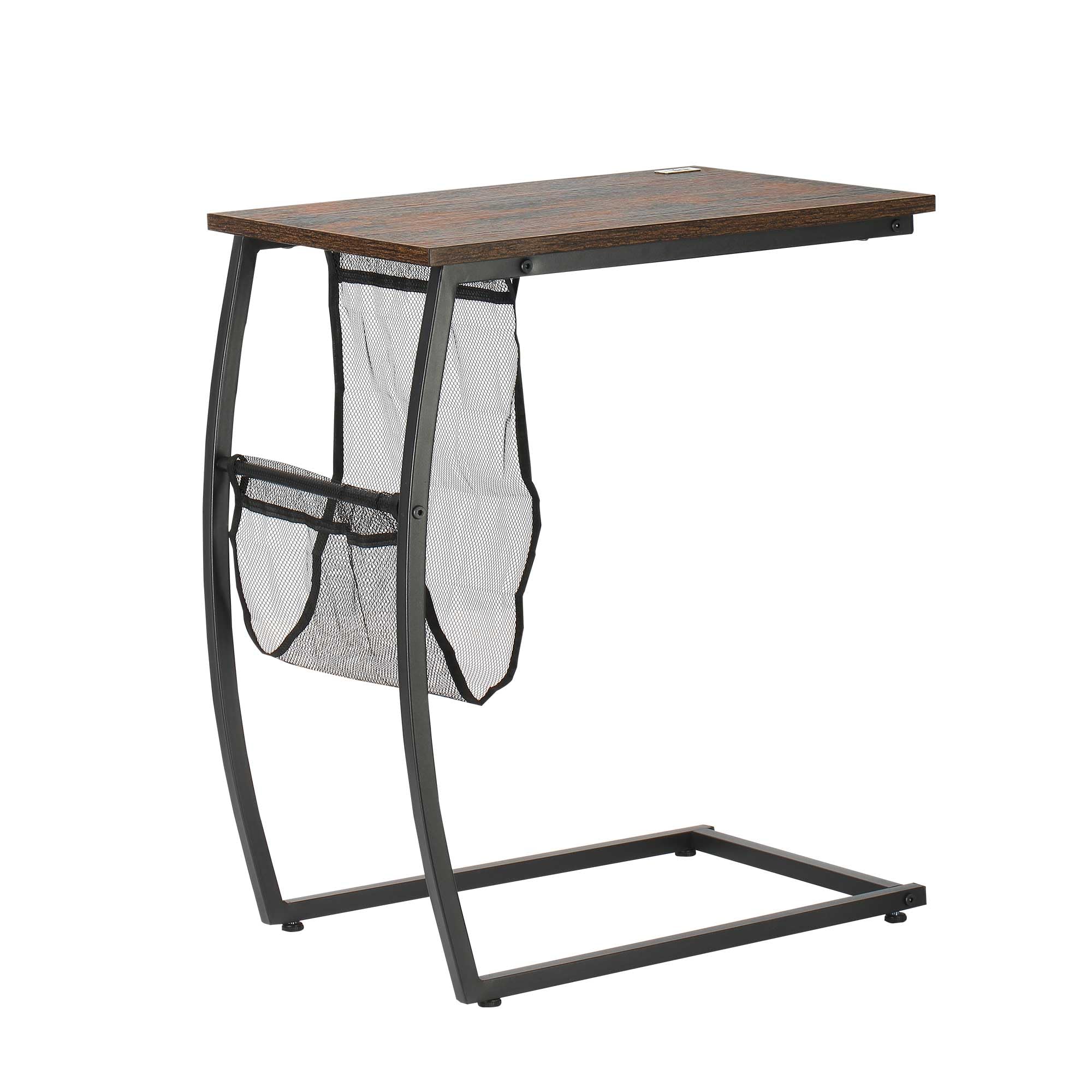 HOMCOM Mesa Auxiliar para Sofá y Cama Pequeña 53x35x64,5 cm Marrón Rústico
