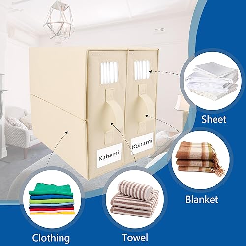 Miniatura 7 de Paquete de 4 organizadores de armario y almacenamiento, organizador de sábanas para armario de lino, contenedor de sábanas tamaño King, cubo de