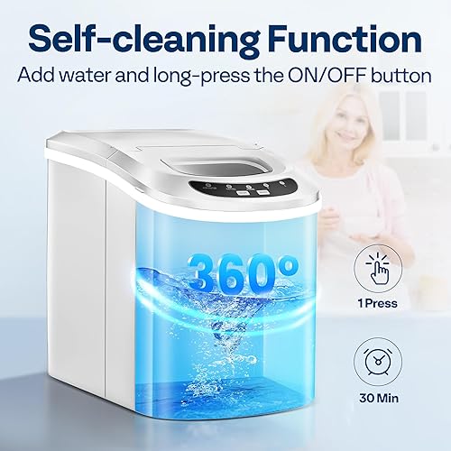 Miniatura 6 de VIVOHOME Máquina de hielo para encimera de 26 librasdía 9 cubos de hielo en 6 minutos, máquina para hacer hielo con cuchara de mano y máquina de