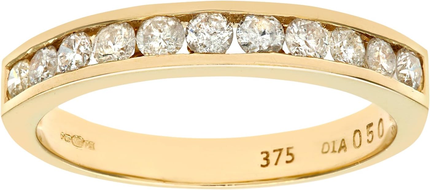 9ct Yellow Gold Diamond Channel Set Eternity Ring