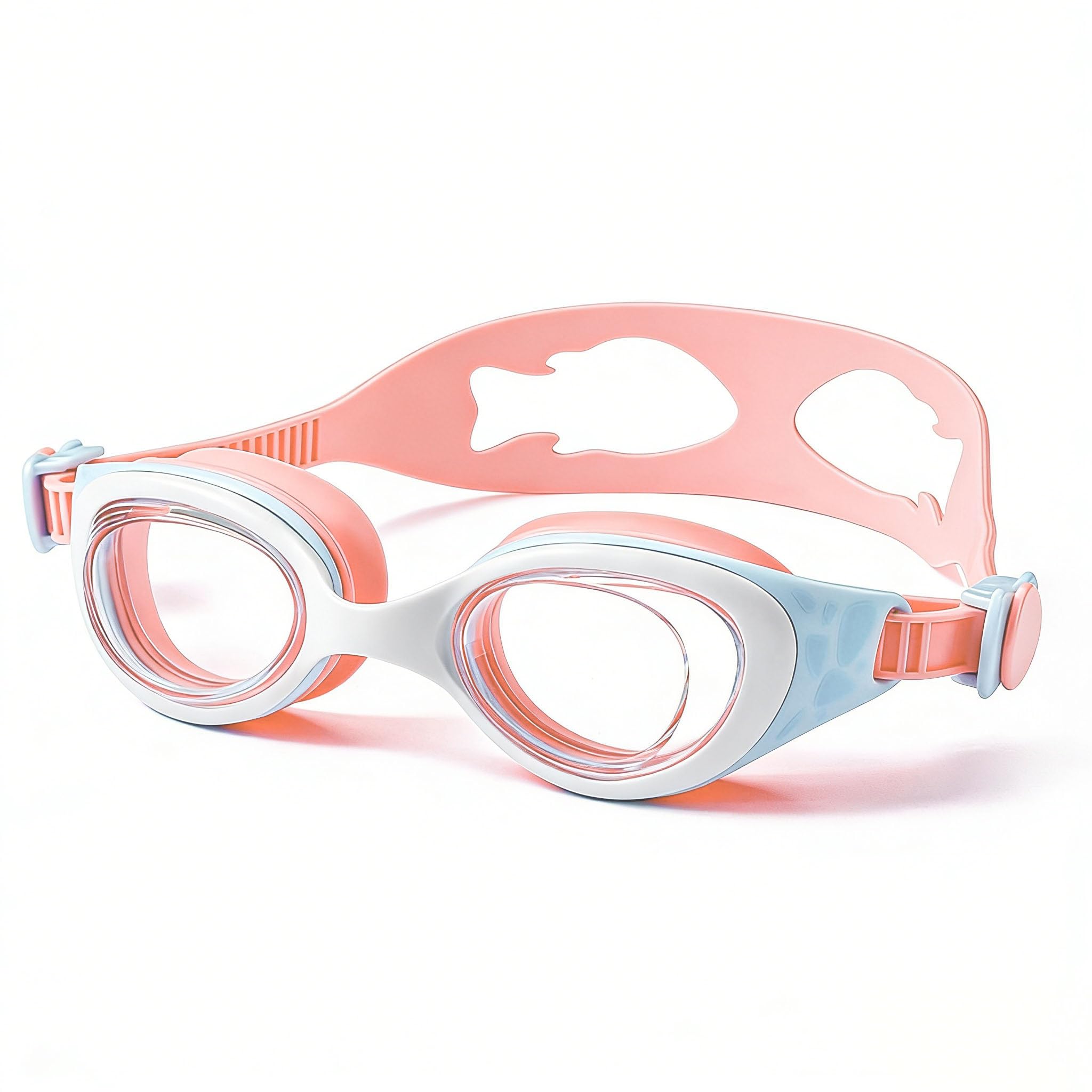 ANGVOOL Kids Swimming Goggles, Anti‑Fog, Unisex for Boys & Girls, Ages 6‑14 Junior (Pink)
