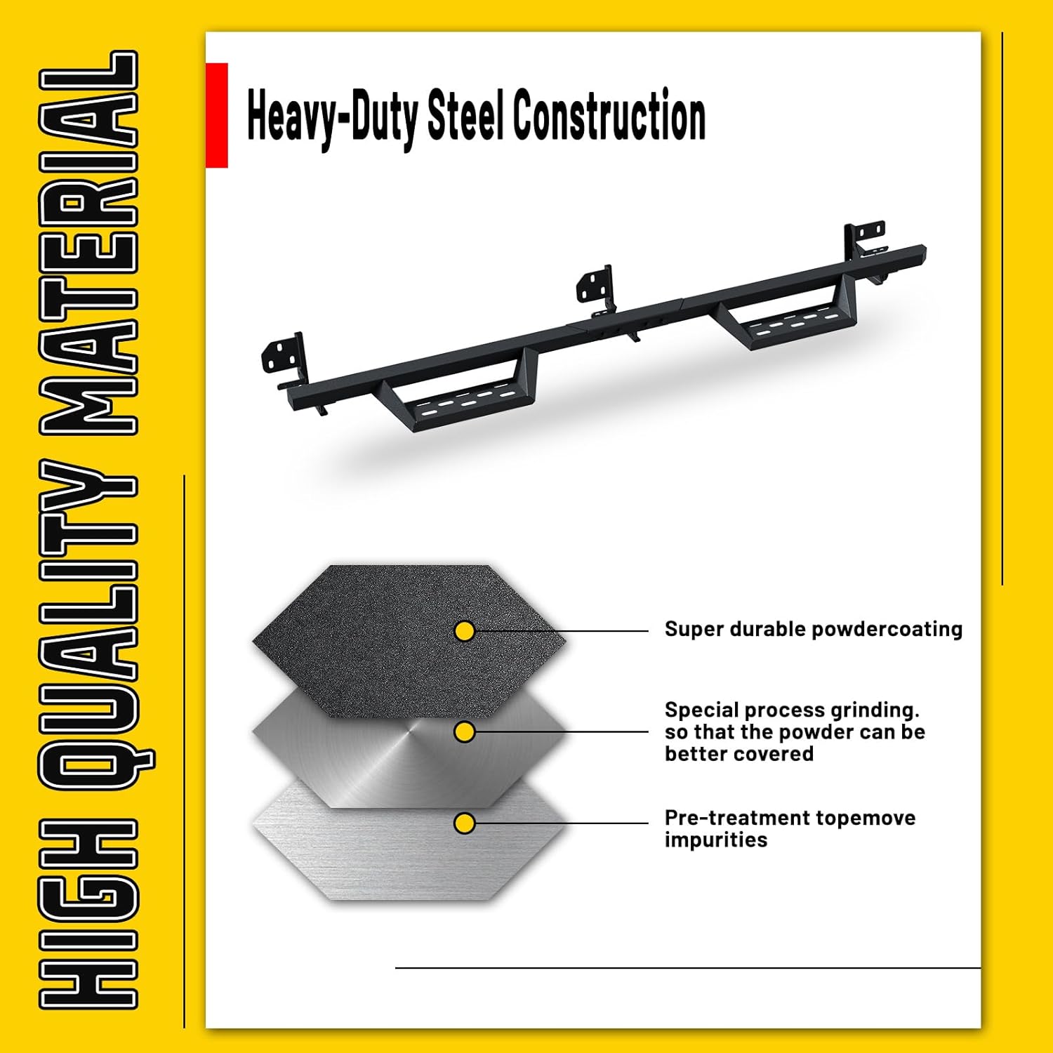 Running Board Side Steps Compatible with 2009-2018 Dodge Ram 1500 Crew Cab, 2010-2022 Dodge Ram 2500/3500 4 Doors, Black Powder Coated Nerf Bar w/Sturdy Removable Steps