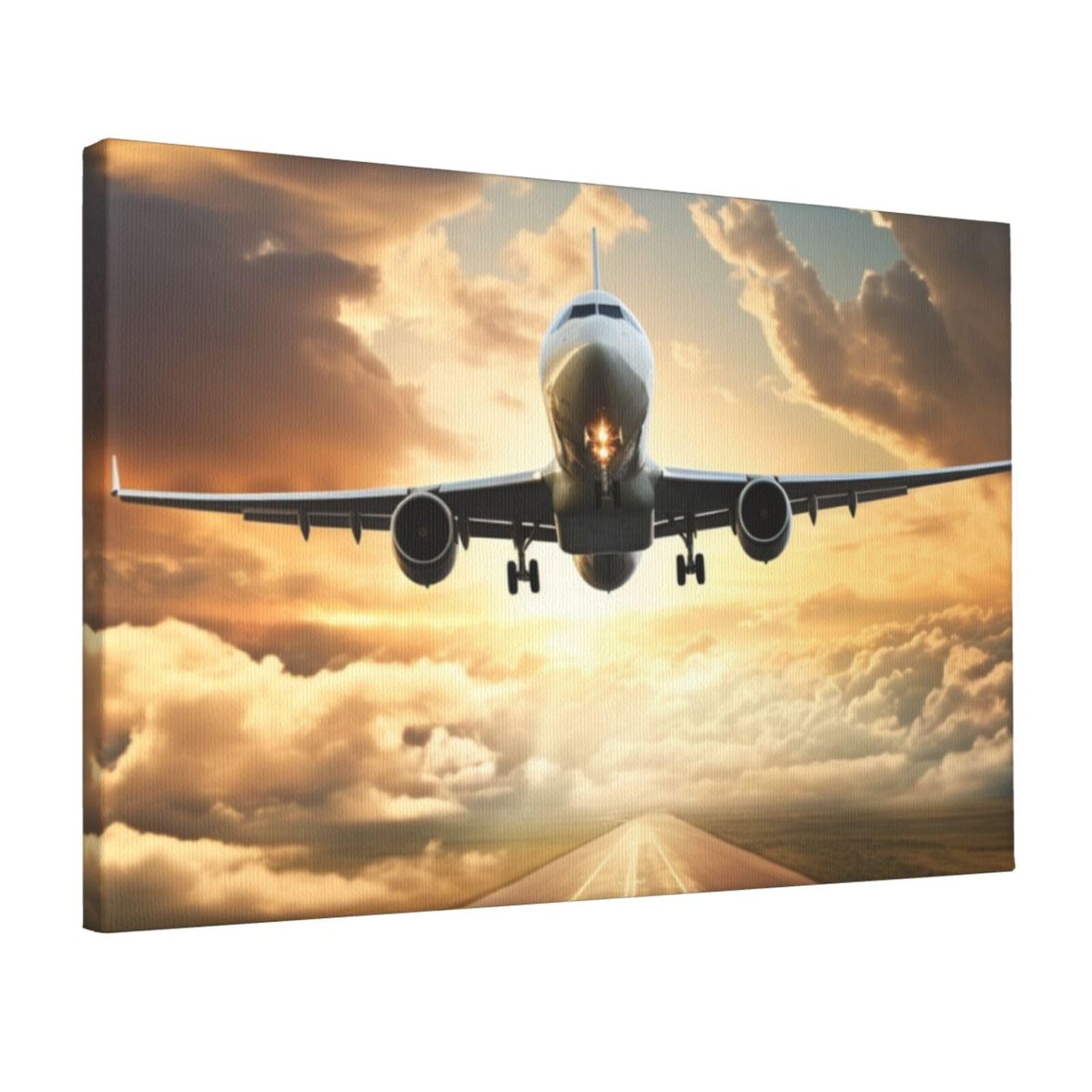Canvas Wall Art for Living Room Wall Decor 12"x18" Modern Artwork Painting Pictures Hanging Canvas Prints Airplane Aesthetic Wall Art for Bedroom Bathroom Office Wallart Decor