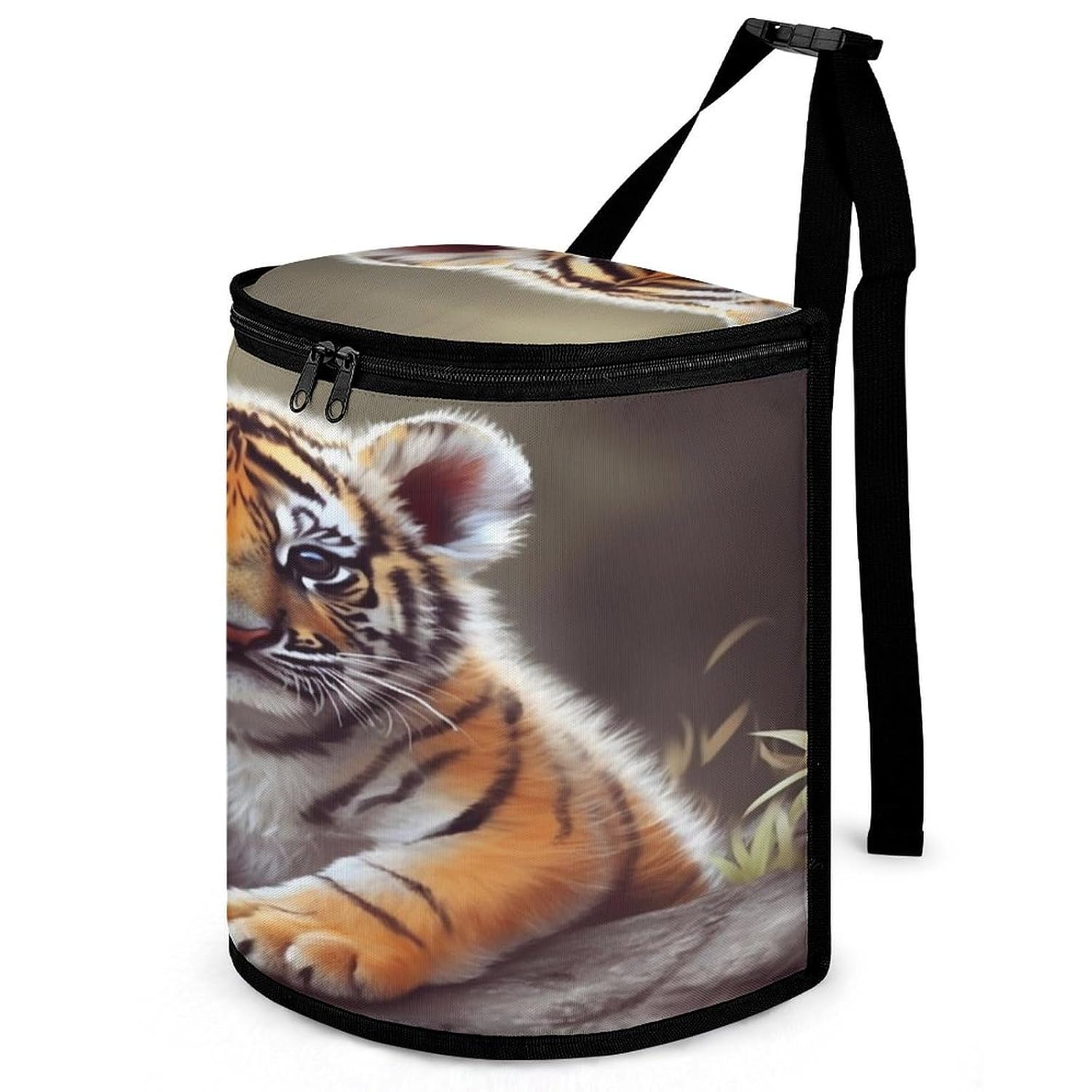 Hanging Car Trash Bag Cute Tiger Printed Car Garbage Storage Bag Leakproof Car Trash Can Portable Garbage Storage Bags